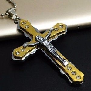 Classic Unisex Two tone Cross Pendant
